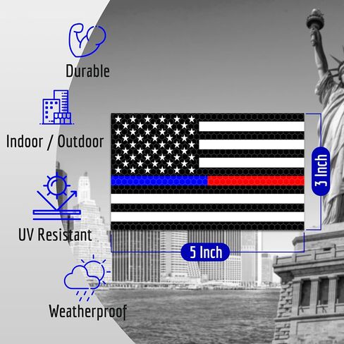 3PC Reflective Red and Blue Line Decal - 5x3 Inches - USA Thin Blue Red Line American Flag Sticker for Car Truck in Saudi Arabia