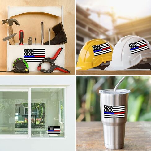 3PC Reflective Red and Blue Line Decal - 5x3 Inches - USA Thin Blue Red Line American Flag Sticker for Car Truck in Saudi Arabia