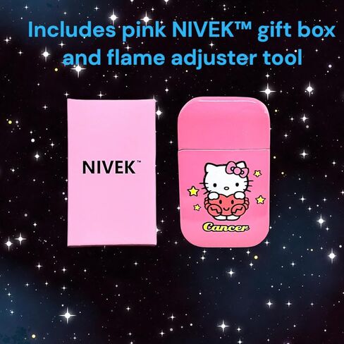 NIVEK Kitty Cat Lighter Y2k 12 كوكبة ابراج علم التنجيم علامات ميلاد زودياك لهب وردي جميل Kawaii إكسسوارات يابانية رائعة (السرطان) in Kuwait