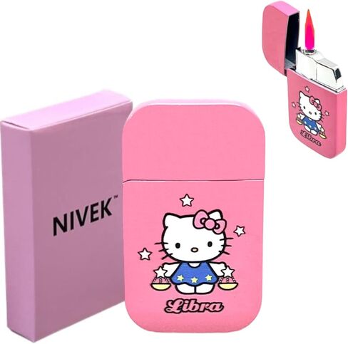 NIVEK Kitty Cat Lighter Y2k 12 كوكبة ابراج علم التنجيم علامات ميلاد زودياك لهب وردي جميل Kawaii إكسسوارات يابانية رائعة (السرطان) in Kuwait