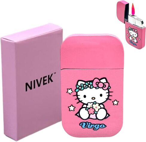 NIVEK Kitty Cat Lighter Y2k 12 كوكبة ابراج علم التنجيم علامات ميلاد زودياك لهب وردي جميل Kawaii إكسسوارات يابانية رائعة (السرطان) in Kuwait