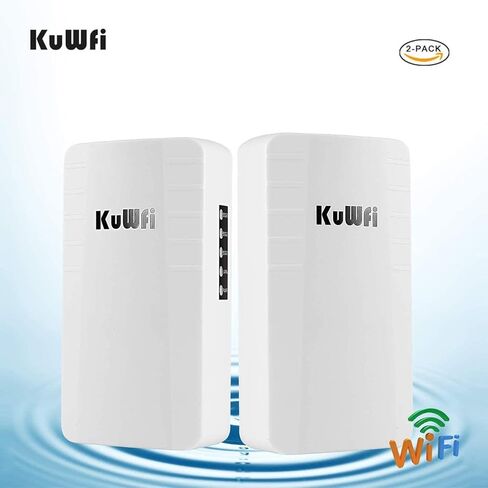 KuWFi Wireless WiFi Bridge Outdoor CPE Kit نقطة إلى نقطة 2.4G 300Mbps مقاوم للماء طويل المدى موسع WiFi مع منفذ إيثرنت in Kuwait