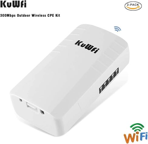 KuWFi Wireless WiFi Bridge Outdoor CPE Kit نقطة إلى نقطة 2.4G 300Mbps مقاوم للماء طويل المدى موسع WiFi مع منفذ إيثرنت in Kuwait