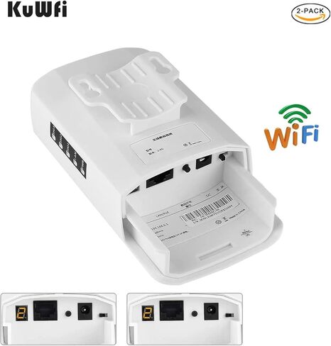 KuWFi Wireless WiFi Bridge Outdoor CPE Kit نقطة إلى نقطة 2.4G 300Mbps مقاوم للماء طويل المدى موسع WiFi مع منفذ إيثرنت in Kuwait