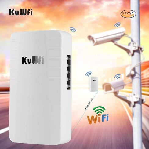 KuWFi Wireless WiFi Bridge Outdoor CPE Kit نقطة إلى نقطة 2.4G 300Mbps مقاوم للماء طويل المدى موسع WiFi مع منفذ إيثرنت in Kuwait