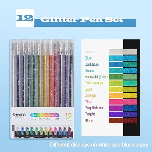 أقلام جل لامعة، 12 لونًا جريئًا مقاس 1.0 مم، قلم ملون نابض بالحياة لكتب التلوين، وصياغة رسم خربشات يومية، 12 قطعة in Saudi Arabia