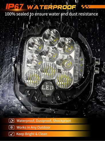 LED Pod Lights 5 inch Round LED Offroad Lights Amber Yellow DRL & Spotlight, Led Fog Lights for Truck Driving Light Bar Compatible With Jeep Offroad Accessories 4x4 ATV SUV Pickup UTV 1pcs in Saudi Arabia