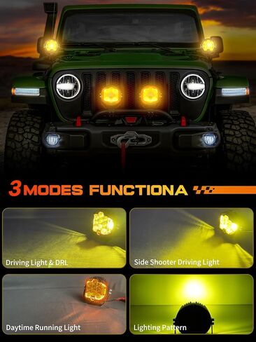 LED Pod Lights 5 inch Round LED Offroad Lights Amber Yellow DRL & Spotlight, Led Fog Lights for Truck Driving Light Bar Compatible With Jeep Offroad Accessories 4x4 ATV SUV Pickup UTV 1pcs in Saudi Arabia