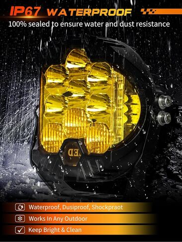 LED Pod Lights 5 inch Round LED Offroad Lights Amber Yellow DRL & Spotlight, Led Fog Lights for Truck Driving Light Bar Compatible With Jeep Offroad Accessories 4x4 ATV SUV Pickup UTV 1pcs in Saudi Arabia