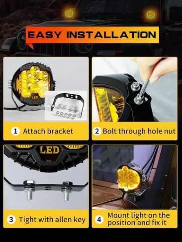 LED Pod Lights 5 inch Round LED Offroad Lights Amber Yellow DRL & Spotlight, Led Fog Lights for Truck Driving Light Bar Compatible With Jeep Offroad Accessories 4x4 ATV SUV Pickup UTV 1pcs in Saudi Arabia