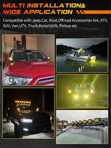LED Pod Lights 5 inch Round LED Offroad Lights Amber Yellow DRL & Spotlight, Led Fog Lights for Truck Driving Light Bar Compatible With Jeep Offroad Accessories 4x4 ATV SUV Pickup UTV 1pcs in Saudi Arabia
