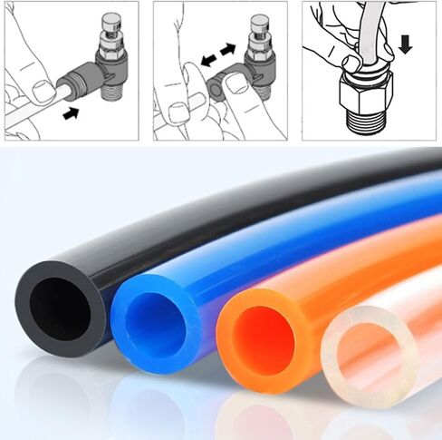 أنابيب هوائية 1/8 بوصة أنبوب OD PU أنبوب خرطوم هواء من البولي يوريثين لتركيب ضاغط الهواء أو نقل السوائل (أزرق 16.4 قدم) in Kuwait