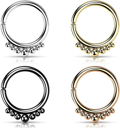 Pierced Owl - 18GA Stainless Steel Outer Graduated Ball Lined Bendable Hoop Ring in Saudi Arabia