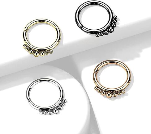 Pierced Owl - 18GA Stainless Steel Outer Graduated Ball Lined Bendable Hoop Ring in Saudi Arabia