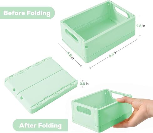 4-Pack Mini Pastel Storage Baskets Stackable Desktop Storage Crates Classroom Small Collapsible Plastic Basket for Organizing, Folding Colorful Storage Bins for Office Drawer Shelf Storage Decor in Saudi Arabia