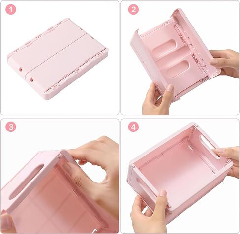 4-Pack Mini Pastel Storage Baskets Stackable Desktop Storage Crates Classroom Small Collapsible Plastic Basket for Organizing, Folding Colorful Storage Bins for Office Drawer Shelf Storage Decor in Saudi Arabia