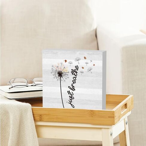 الهندباء الملهمة مكتب المنزل ديكور ريفي مزرعة لطيف صندوق خشبي علامة الرف حجرة ديكور الملحقات هدايا زميل العمل فقط تنفس 5 × 5 بوصة in Kuwait