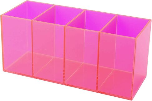 Pen Holder for Desk Neon Acrylic Pencil Holder Cup Makeup Brush Storage Organizer for Vanity, Iridescent in Saudi Arabia