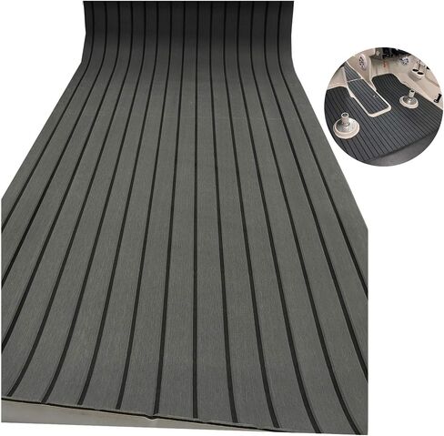 LUBEMIDA EVA Foam Boat Flooring Sheet Marine Faux Teak Decking Carpet for Yacht Floor,94.5"x35.4" Adhesive and Bevelled Edge (Dark Gray +Black) in Saudi Arabia
