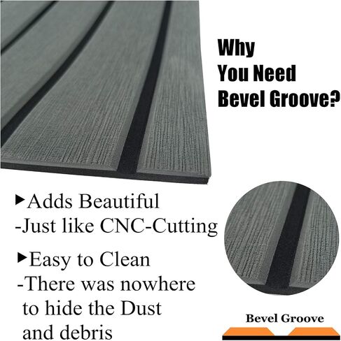 LUBEMIDA EVA Foam Boat Flooring Sheet Marine Faux Teak Decking Carpet for Yacht Floor,94.5"x35.4" Adhesive and Bevelled Edge (Dark Gray +Black) in Saudi Arabia