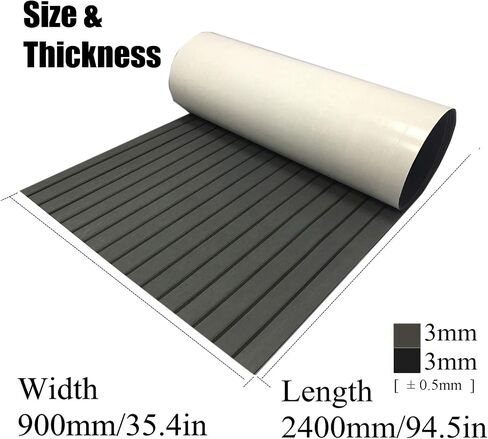 LUBEMIDA EVA Foam Boat Flooring Sheet Marine Faux Teak Decking Carpet for Yacht Floor,94.5"x35.4" Adhesive and Bevelled Edge (Dark Gray +Black) in Saudi Arabia