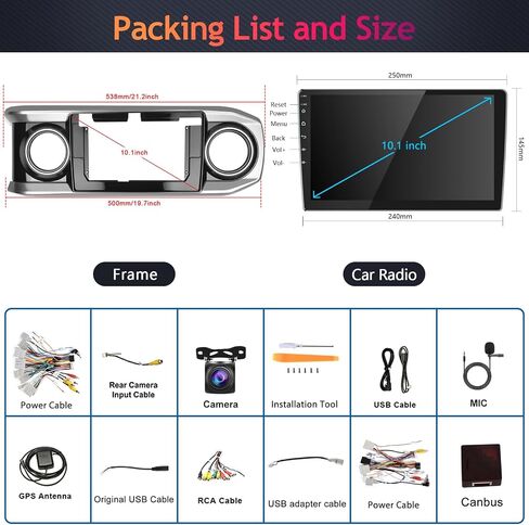 2G+64G Android Wireless Carplay Car Stereo for Toyota Tacoma 2016-2021 with Wireless Android Auto, podofo 10.1'' HD Touchscreen Bluetooth Car Radio with GPS Navigation WiFi HiFi Audio Backup Camera in Saudi Arabia