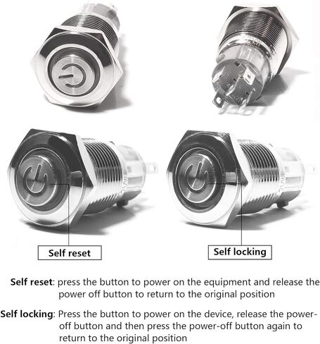 16mm Latching Push Button Switch,12V Led Push Switch Waterproof Toggle Switches with Wire Socket Plug 5/8" Mounting Hole, Orange Light,2Pack in Saudi Arabia