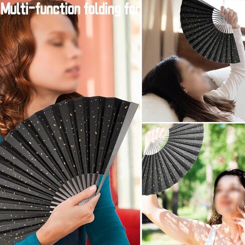 TISUR Large Titanium Folding Hand Fan, Chinese Kung Fu Tai Chi Hand Fan Foldable Festival,Edc Gear and Gadgets For Men Every Day Carry (Black) in Saudi Arabia