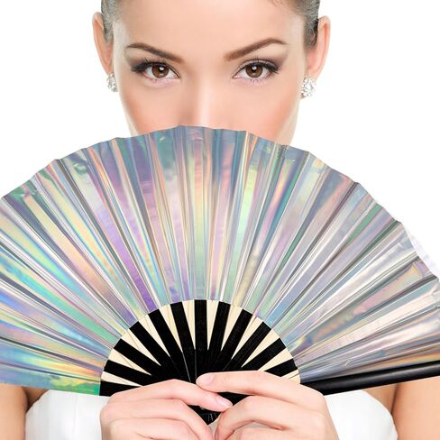 مروحة يدوية قابلة للطي، مروحة عصر النهضة، مروحة يد كبيرة، مروحة يدوية قابلة للطي، مروحة المهرجانات، مروحة يد ليزر فضية، مراوح يد حرفية، مروحة يدوية مراوح كبيرة قابلة للطي لمهرجان موسيقى حفلات الهالوين in Kuwait