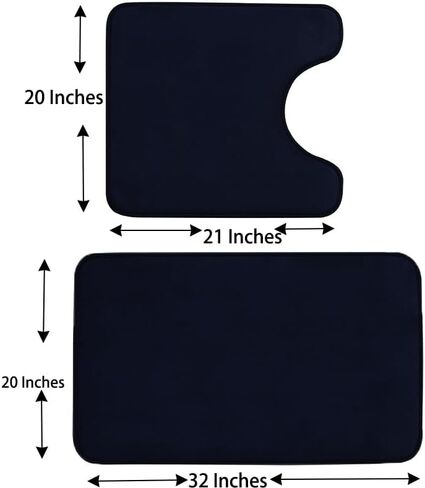 Madeals Memory Foam Bath Mat Set 3 Piece and Toilet Tank Cover Set Combo, Bath Mat Set 2 Piece and Toilet Lid Cover and Tank Cover Set Black in Saudi Arabia
