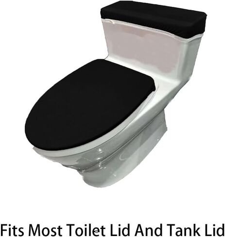 Madeals Memory Foam Bath Mat Set 3 Piece and Toilet Tank Cover Set Combo, Bath Mat Set 2 Piece and Toilet Lid Cover and Tank Cover Set Black in Saudi Arabia