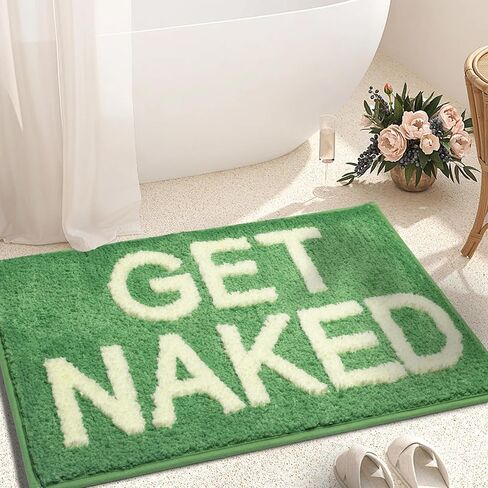 Get Naked Bath Mat Cute Bathroom Rugs 16"x24" Funny Bath Mat Non Slip Absorbent Black Bath Rug Cute Bath Mats for Bathroom Floor and Shower Funny Bathroom Decor for Apartment Machine Washable in Saudi Arabia
