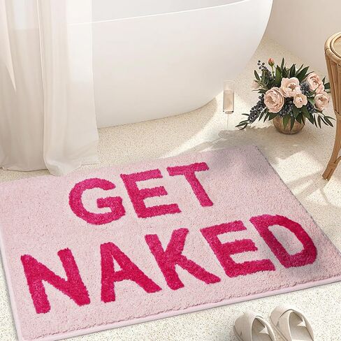 Get Naked Bath Mat Cute Bathroom Rugs 16"x24" Funny Bath Mat Non Slip Absorbent Black Bath Rug Cute Bath Mats for Bathroom Floor and Shower Funny Bathroom Decor for Apartment Machine Washable in Saudi Arabia