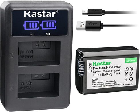 Kastar NP-FW50 LED2 USB Battery Charger Compatible with Sony NP-FW50, W Series Battery, Sony BC-VW1, BC-TRW Charger, VG-C1EM, VG-C2EM Grip, Sony ZV-E10, Alpha a6500, a6300, a6000 Camera in Saudi Arabia
