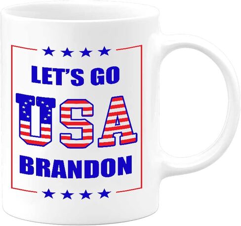 Let's Go Brandon FJB Coffee Mug | Lets Go Brandon Chant Graphic | Hilarious Funny Novelty Gift Patriotic Cup 2021 2020 2024 USA Flag Meme in Saudi Arabia