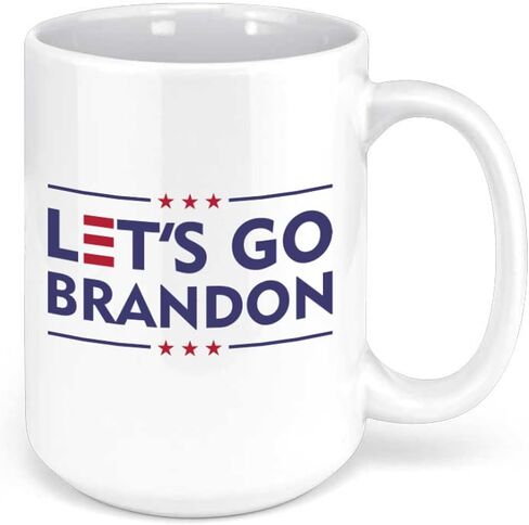 Let's Go Brandon FJB Coffee Mug | Lets Go Brandon Chant Graphic | Hilarious Funny Novelty Gift Patriotic Cup 2021 2020 2024 USA Flag Meme in Saudi Arabia