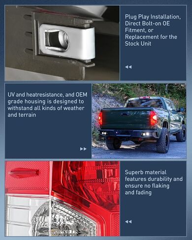 Nilight Taillight Assembly Compatible with 2014 2015 2016 2017 2018 2019 2020 2021 Toyota Tundra Rear Lamp Replacement OE Style Driver Side and Passenger Side, 2 Year Warranty in Saudi Arabia