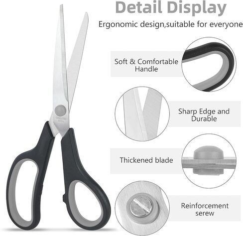 Scissors All Purpose for Office Heavy Duty, 8" Scissors Bulk 5-Pack for Office Sewing Fabric Home Craft School Supplies in Kuwait