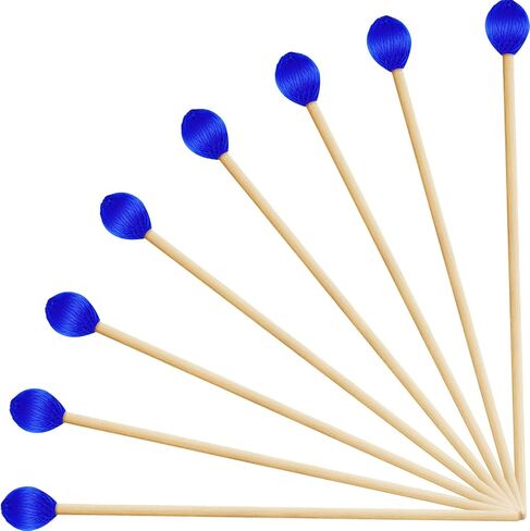 4 أزواج من مطارق الماريمبا، مطارق صلبة ذات خيوط زرقاء متوسطة الحجم، مطارق ماريمبا مع مقبض من خشب القيقب للعب قرع الماريمبا غلوكنسبيل in Kuwait