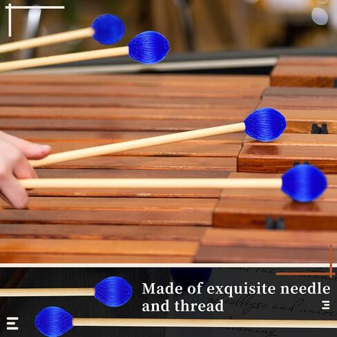 4 أزواج من مطارق الماريمبا، مطارق صلبة ذات خيوط زرقاء متوسطة الحجم، مطارق ماريمبا مع مقبض من خشب القيقب للعب قرع الماريمبا غلوكنسبيل in Kuwait