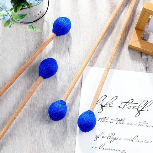 4 أزواج من مطارق الماريمبا، مطارق صلبة ذات خيوط زرقاء متوسطة الحجم، مطارق ماريمبا مع مقبض من خشب القيقب للعب قرع الماريمبا غلوكنسبيل in Kuwait