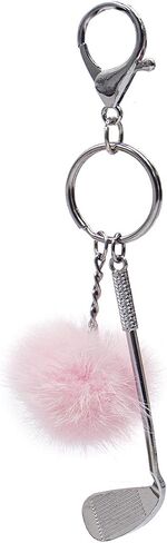 surell Golf Club Keychain with Mink Fur Pom - Sports Key Chain Golf Charm - For Keys, Belt, Purse, Bag and More in Saudi Arabia