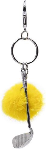 surell Golf Club Keychain with Mink Fur Pom - Sports Key Chain Golf Charm - For Keys, Belt, Purse, Bag and More in Saudi Arabia