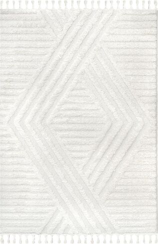 nuLOOM Risette Solid 8x10 Shag Area Rug for Living Room Bedroom Dining Room Nursery Kitchen, Ivory in Saudi Arabia