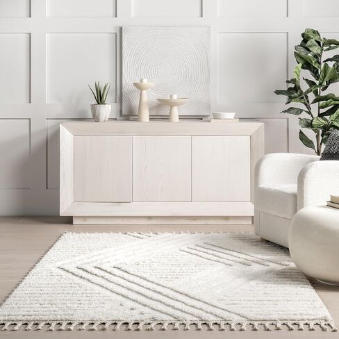 nuLOOM Risette Solid 8x10 Shag Area Rug for Living Room Bedroom Dining Room Nursery Kitchen, Ivory in Saudi Arabia
