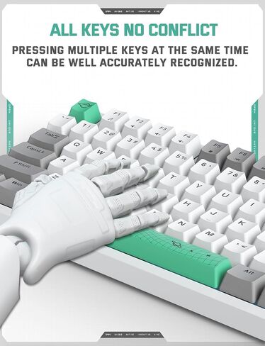 82 Keys Wired Gaming Keyboard,Mechanical Blue Switch, Rainbow LED RGB Backlit, USB Office Compact Keyboards for PC, Desktop, Laptop, Mac, Computer, Funny & Cute Keycap Design-White & Grey in Saudi Arabia