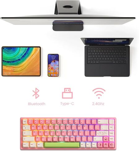 لوحة مفاتيح ألعاب ميكانيكية Akko 3068B Plus Mochi & Dango قابلة للتبديل السريع مع أغطية مفاتيح Cherry PBT، لوحة مفاتيح RGB لاسلكية/سلكية بنسبة 65 بالمائة 68 مفتاحًا، متوافقة مع Mac & Win V3 Cream Blue Pro in Kuwait