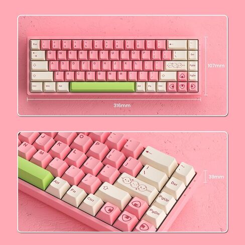 لوحة مفاتيح ألعاب ميكانيكية Akko 3068B Plus Mochi & Dango قابلة للتبديل السريع مع أغطية مفاتيح Cherry PBT، لوحة مفاتيح RGB لاسلكية/سلكية بنسبة 65 بالمائة 68 مفتاحًا، متوافقة مع Mac & Win V3 Cream Blue Pro in Kuwait