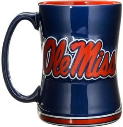 Boelter Brands NCAA Mississippi Old Miss Rebels Coffee Mug14oz Sculpted Relief, Team Color, 14 Ounce in Saudi Arabia