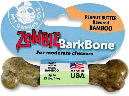 Pet Qwerks Zombie BarkBone - Bamboo BarkBone for Moderate Chewers - Peanut Butter Flavor - 4" in Kuwait